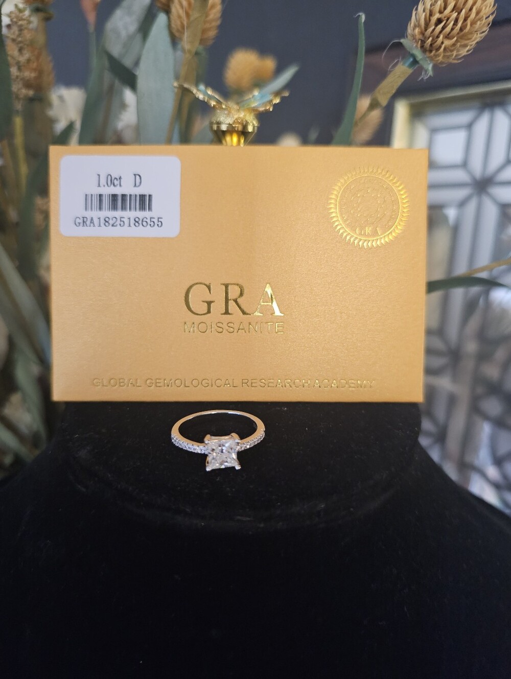 Moissanite Princess Cut Ring with GRA